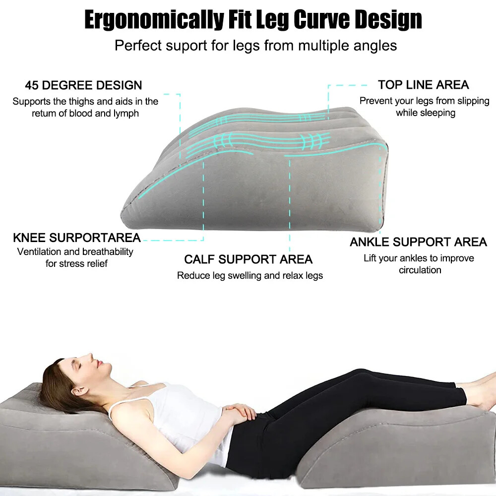 Inflatable Leg Pillow Wedge for Travel Camping Sleeping Comfort PVC Support  