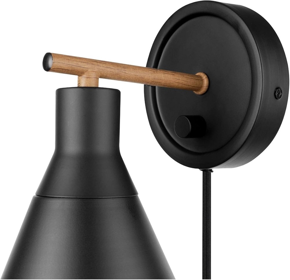 Globe Electric 51725 Tristan 4.8 in. Matte Black Plug-In or Hardwire Sconce