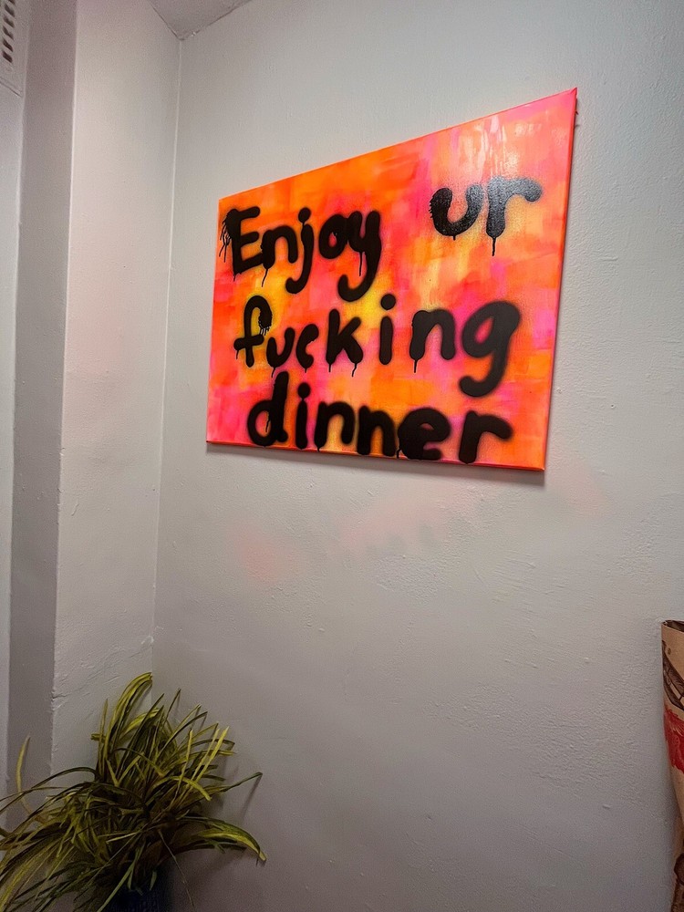 COLORFUL ABSTRACT WALL ART   ENJOY UR F*CKING DINNER   NEON COLORS GRAFFITI-image