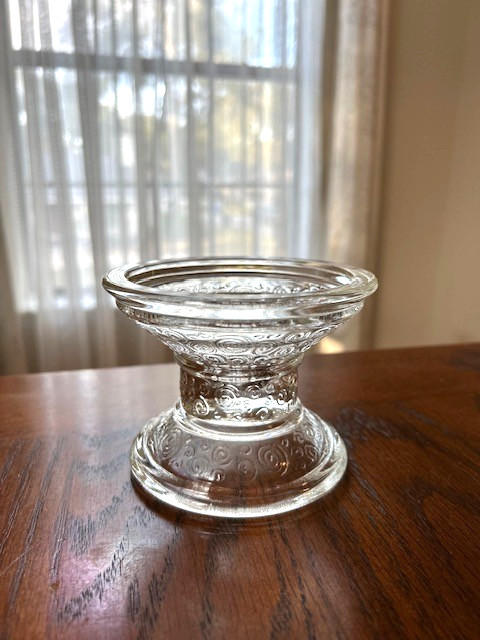 Vintage Depression Glass Candle Holder Taper Votive Pillar Swirl Decor Heavy