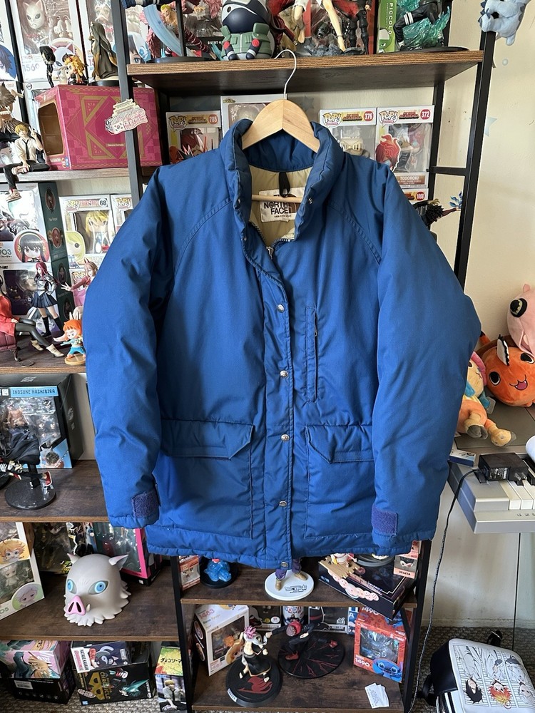 Vintage The North Face Brown Label 70s–80s Goose Down Parka Blue Made In USA W-L
