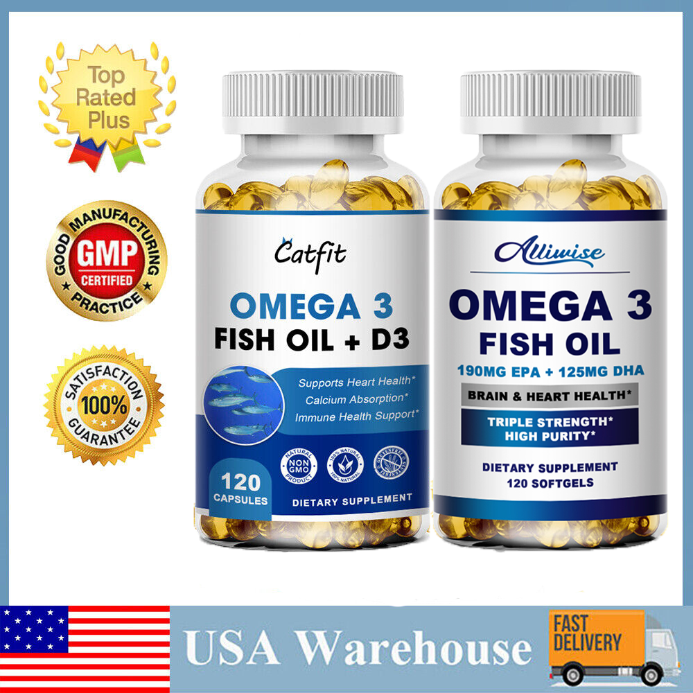 Omega 3 Fish Oil Capsule 1200mg+1000mg , EPA & DHA ,Brain Heart Joint Support