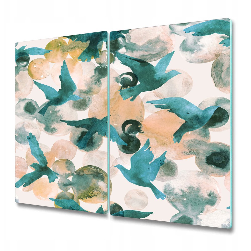 Glass Chopping Cutting Board Abstract Birds Watercolour Colourful 2x30x52