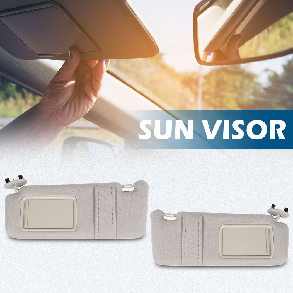 Beige LEFT RIGHT Side Plush Cloth Sun Visors Pair W/Sunroof For 2006-2011 CAMRY