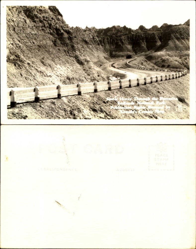 Pinnacles Badlands National Monument SD RPPC Canedy's Camera Shop ca 1940