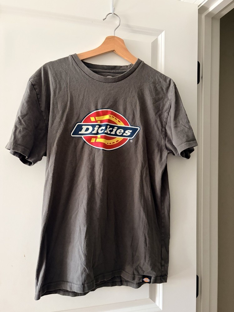 Dickies Men's Gray Graphic Logo Cotton Jersey Crew Neck Short Sleeve Tee S