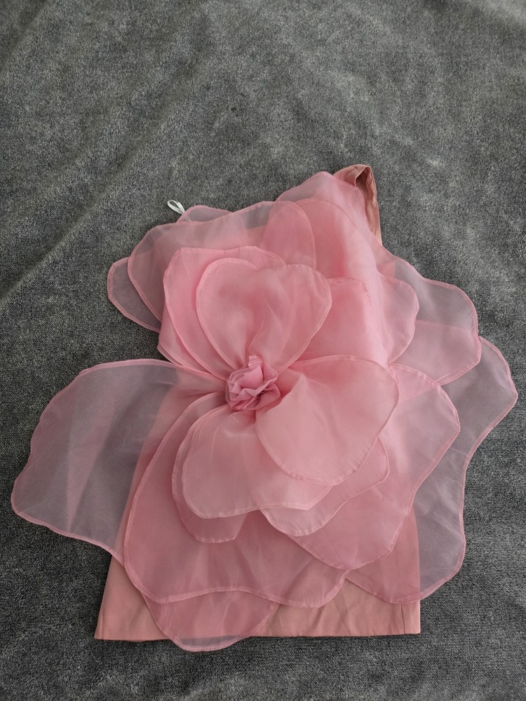Bella Barnett Nydia Pink Mesh Flower Mini Tube Dress Size S