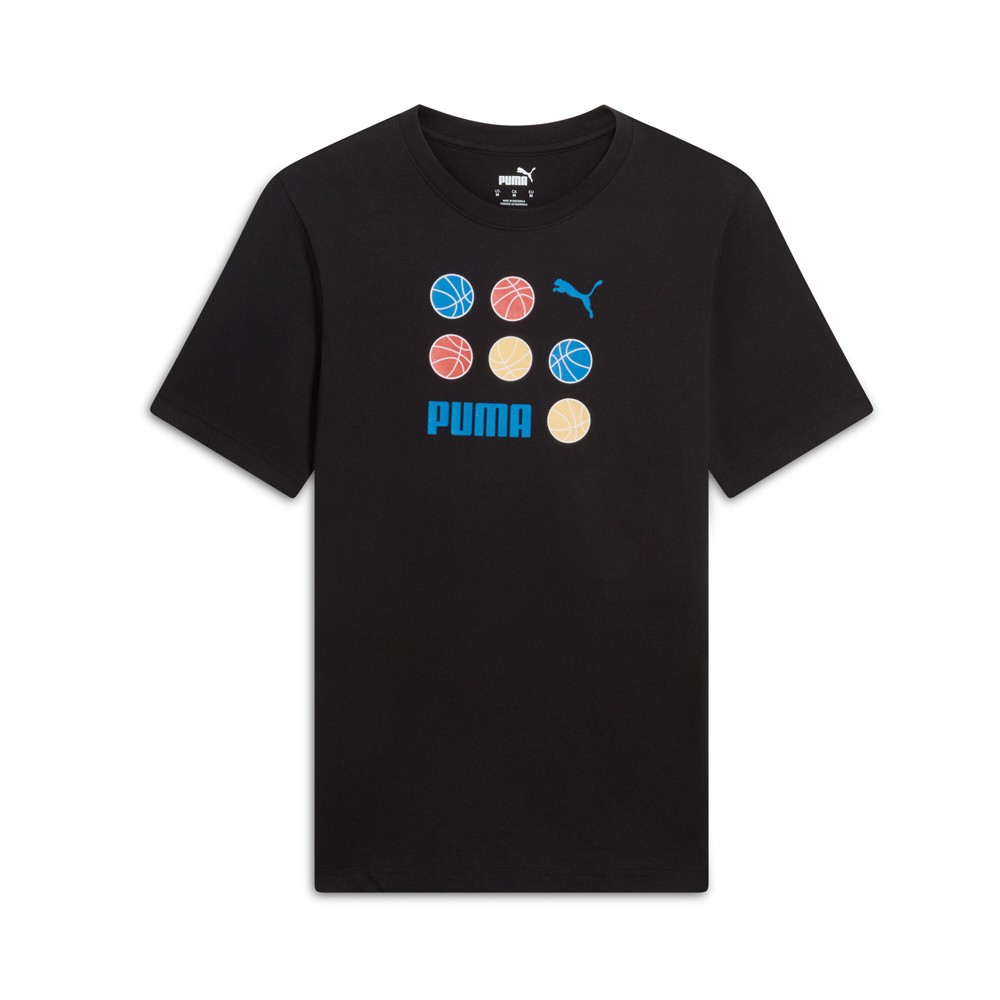 PUMA House Of Graphics Crew Neck Short Sleeve Bball T-Shirt Mens Black Casual To
