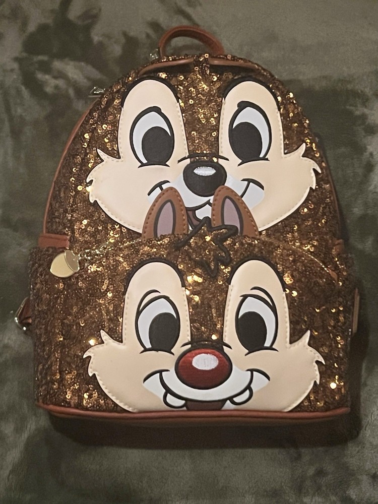 NWT Disney Loungefly Chip N Dale Sequin Mini Backpack Hard to Find. Rare Retired