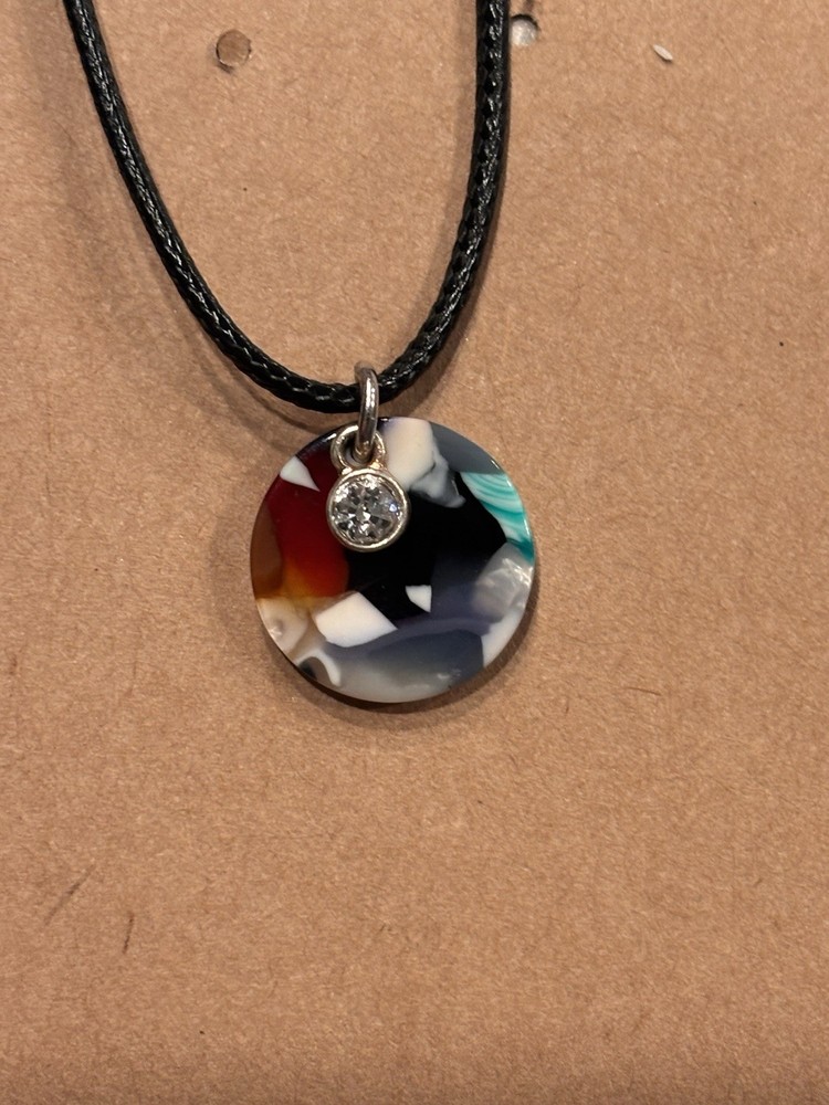 Handmade Boho Necklace With Gemstone Accent  Abstract Multicolor Charm Necklace