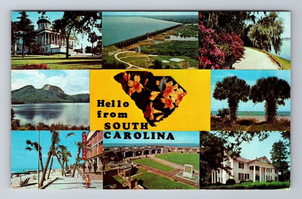 SC-South Carolina, Scenic Greetings Landmarks, Antique Souvenir Vintage Postcard
