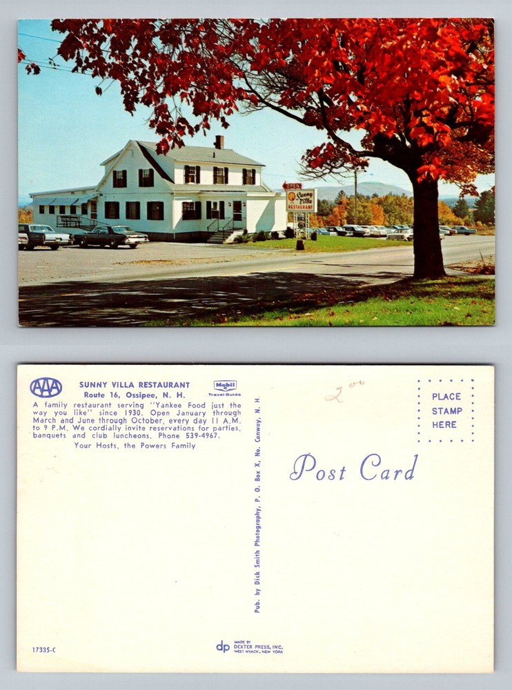 Ossipee, NH-New Hampshire, Sunny Villa Restaurant Autumn View Vintage Postcard