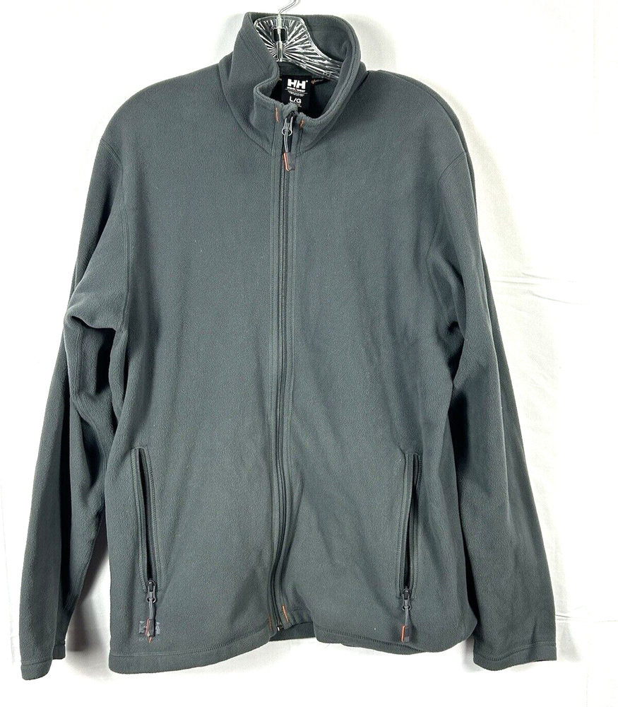 Helly Hansen Men's Gray Fleece Jacket Large Full Zip Workwear Base with Pockets