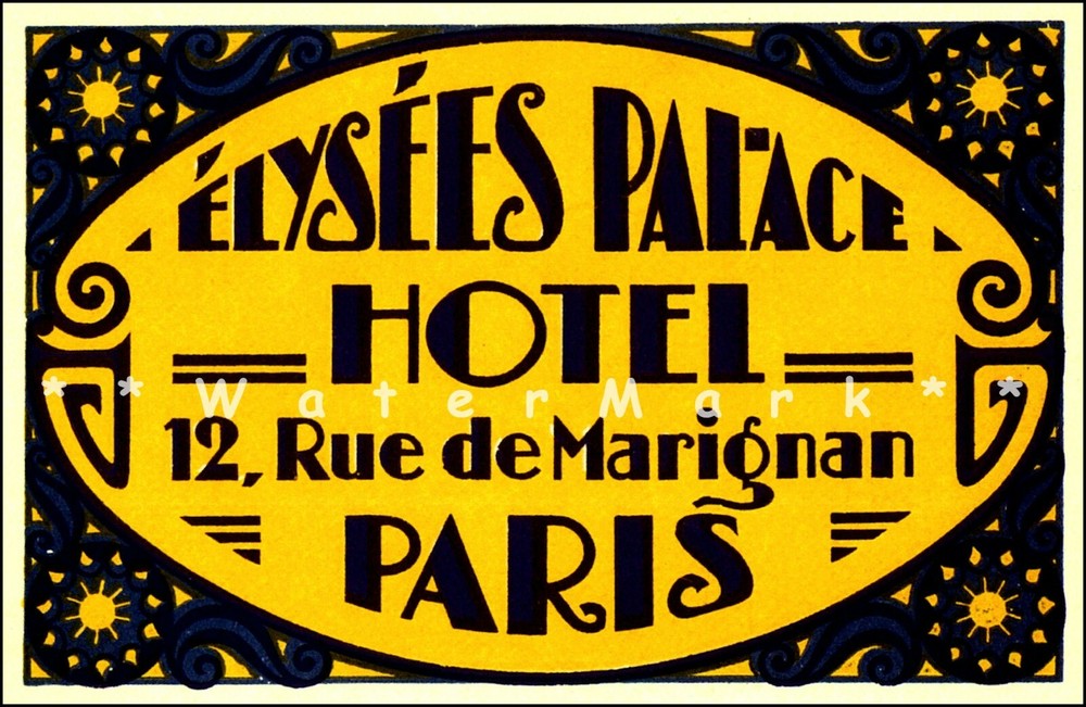 Hotel Elysee's Palace Paris France Vintage Poster Print Retro Style Decor Art