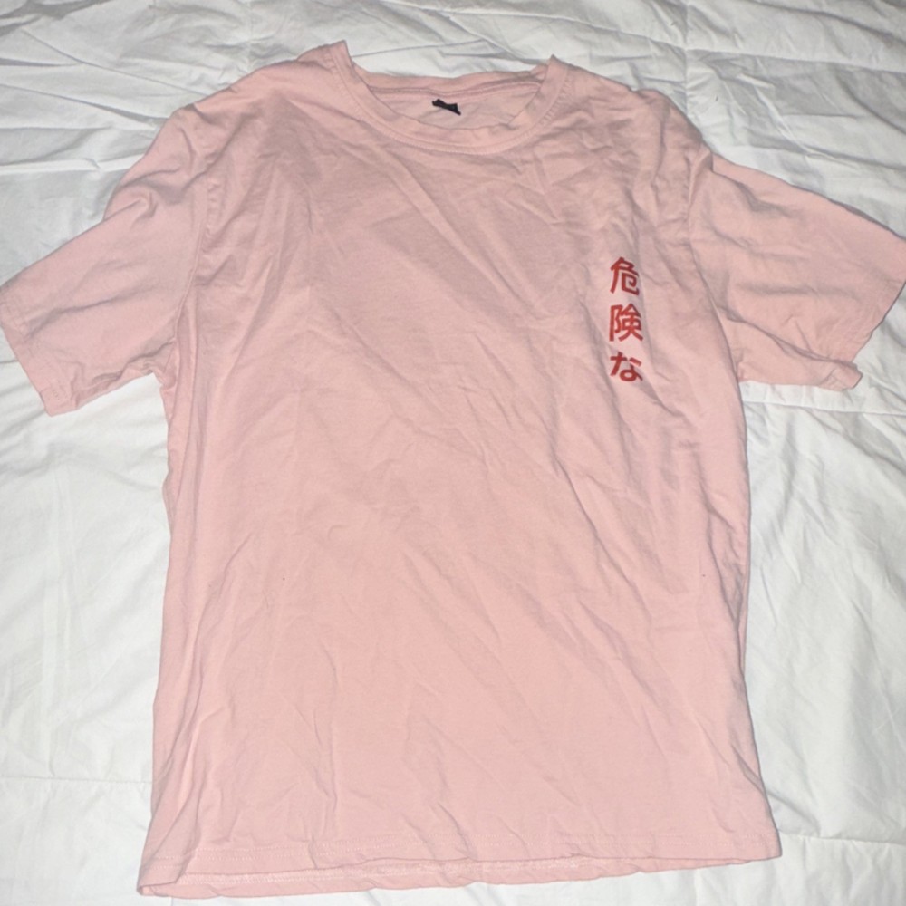 Men's Pink Tokyo Dragon Graphic Cotton Crew Neck Short Sleeve T-Shirt
