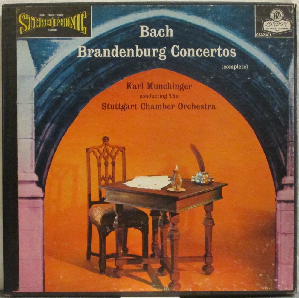 BACH Brandenburg Concertos 3-LP—Stuttgart Chamber O, Munchinger—London Blueback