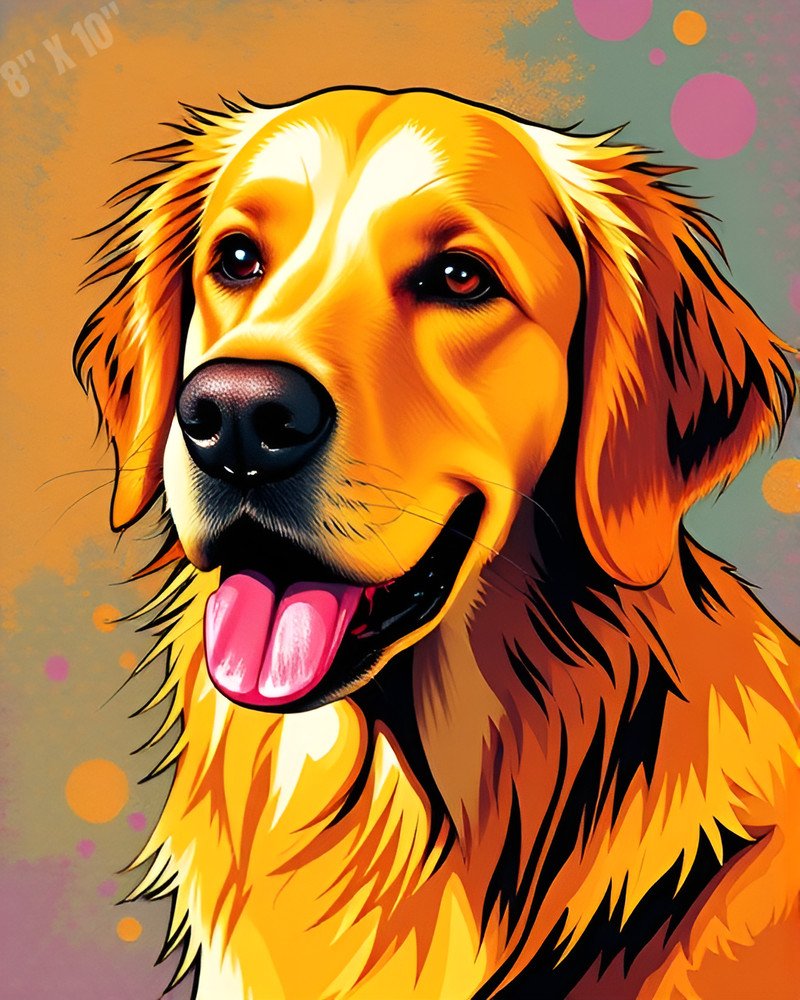 Golden Retriever Pop Art 8X10 Print