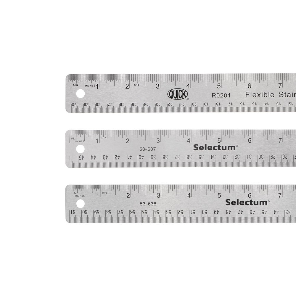 3pcs Stainless Steel Rulers with Non-Skid Backing 6