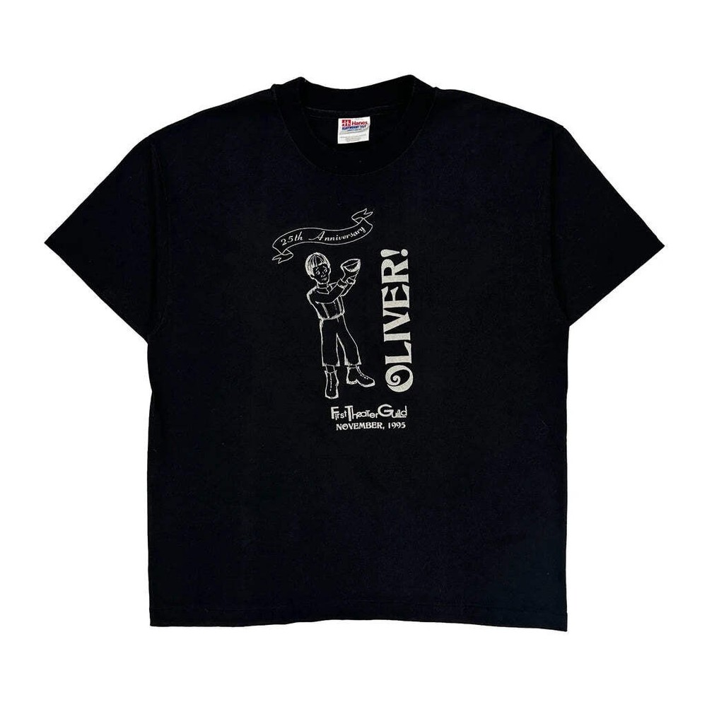 25Th Anniversary Hanes Single Stitch T-Shirt - Large Black Cotton Blend