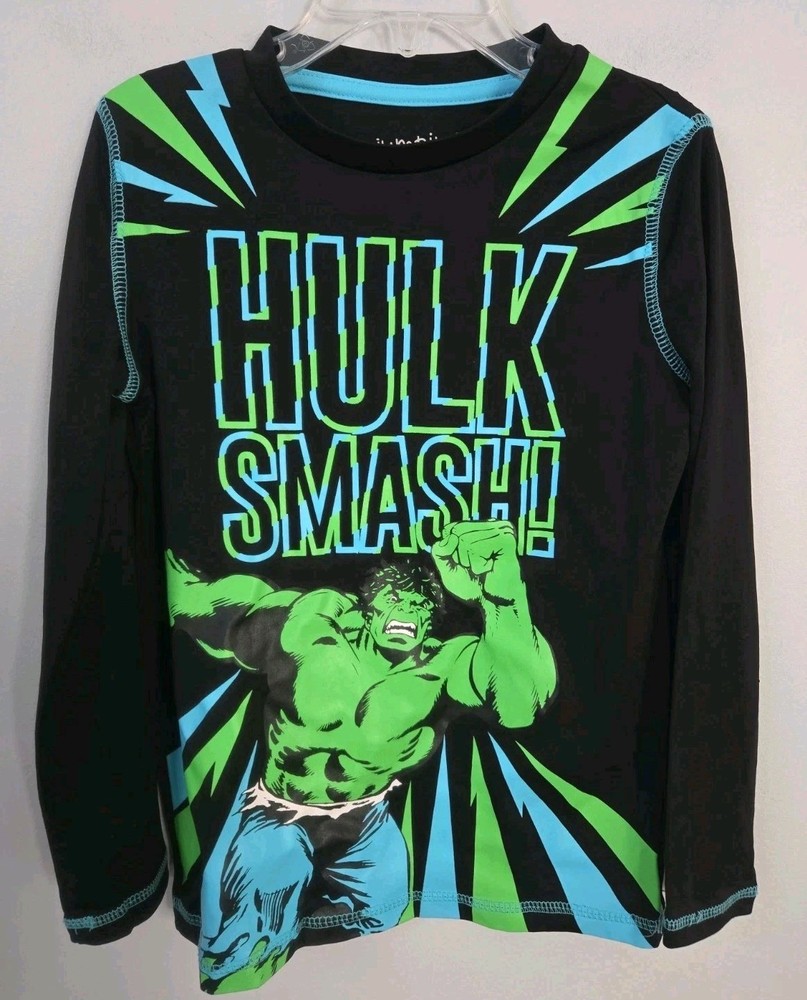 Marvel Hulk Smash Boys Size 6 Jumping Beans Active Long Sleeve Shirt Black Green