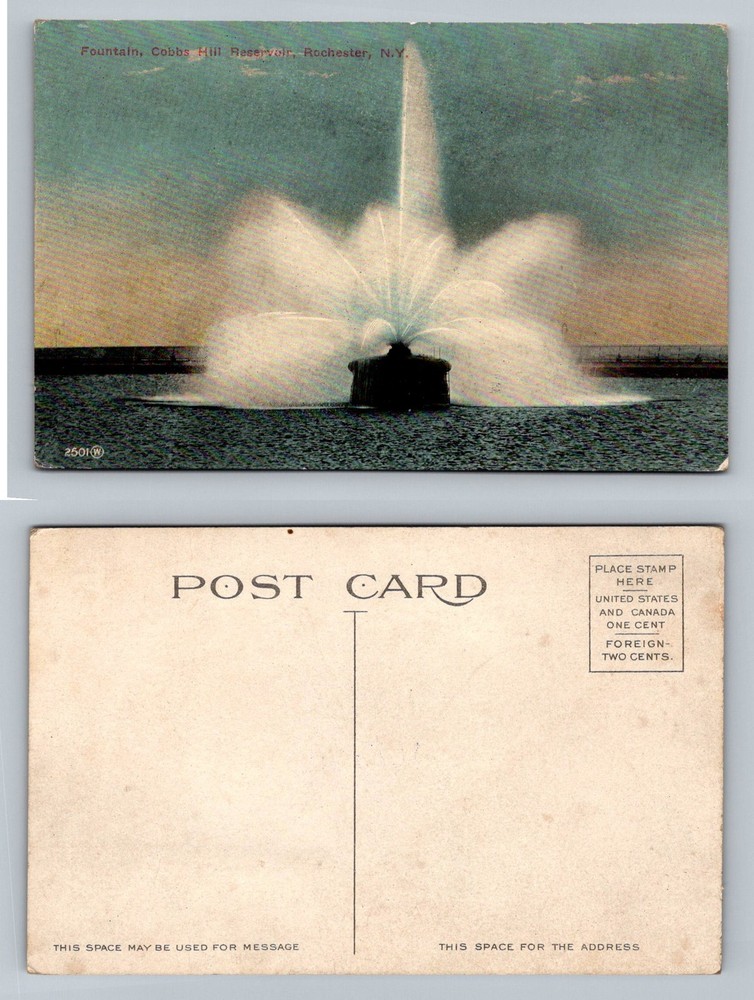 Rochester, NY-New York, Cobbs Hill Reservoir Fountain Card Vintage Postcard