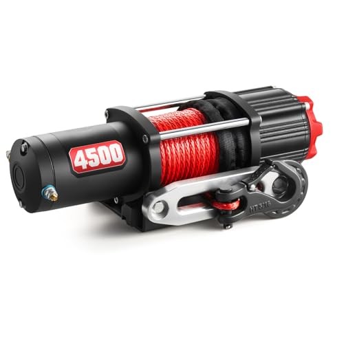 4500lb Electric Winch 12V with Synthetic Rope for ATV UTV Off-Road Towing