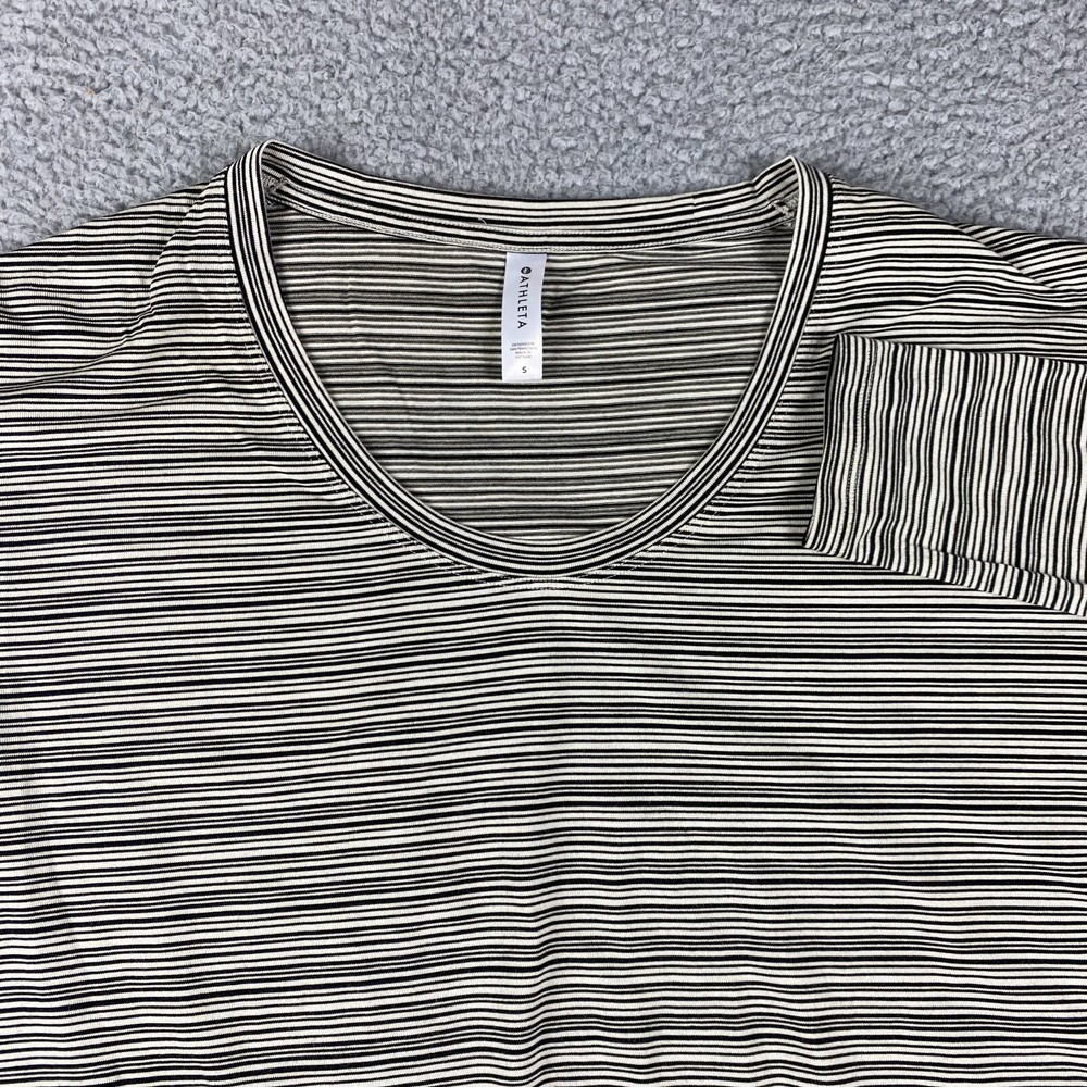 Athleta Top Womens Small Scoop Neck Athletic Gym Cloudlight Stratus Striped