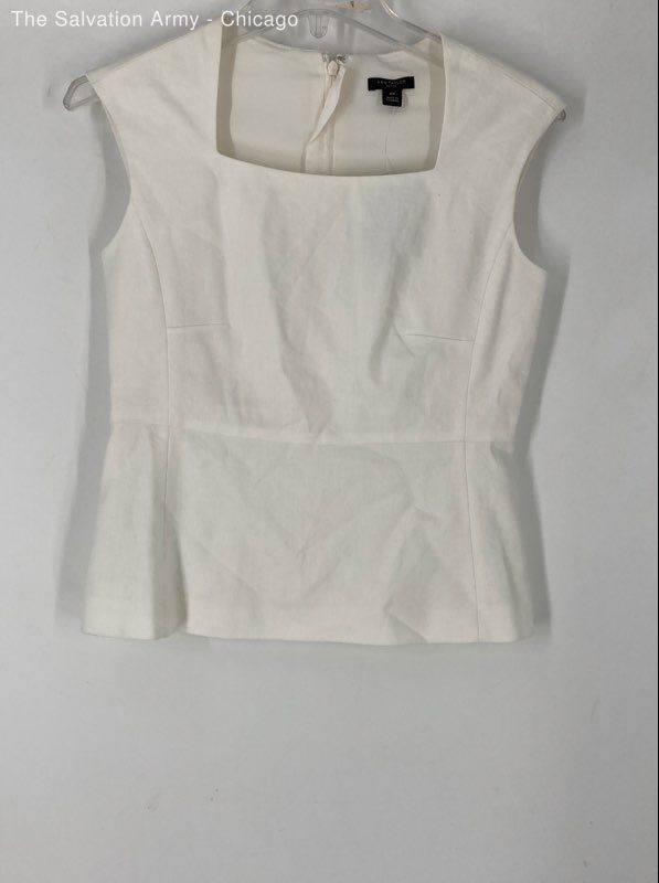 Ann Taylor Womens White Square Neck Sleeveless Peplum Blouse Top Size 00P