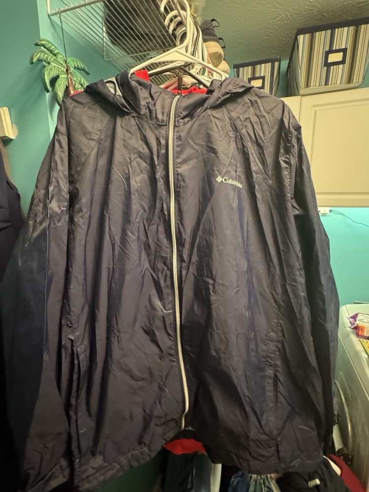 Columbia 3X Dark Navy Waterproof Full Zip Rain Jacket Used