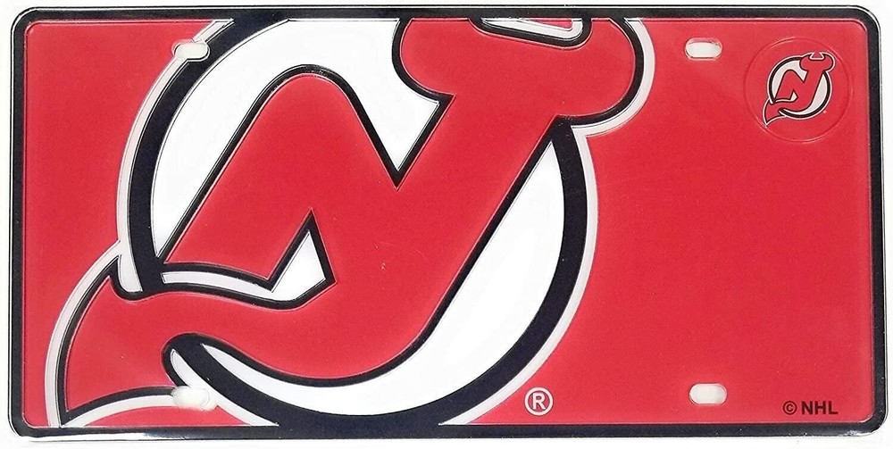 New Jersey Devils Premium Laser Cut Tag License Plate with Mega Mirrored Logo