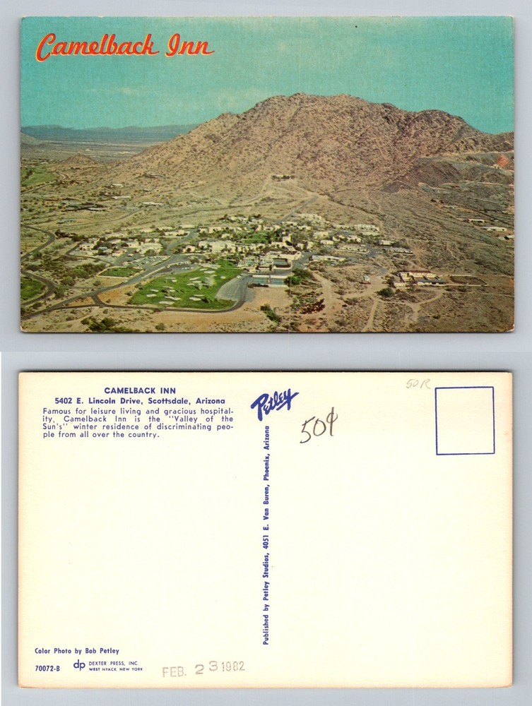 Scottsdale, AZ-Arizona, Camelback Inn Mountain View Grounds Vintage Postcard