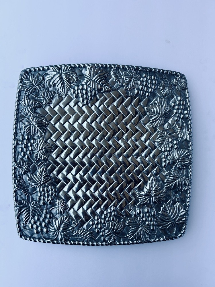 Lenox Metal XL Serving Platter With Grape Basket Weave Pattern
