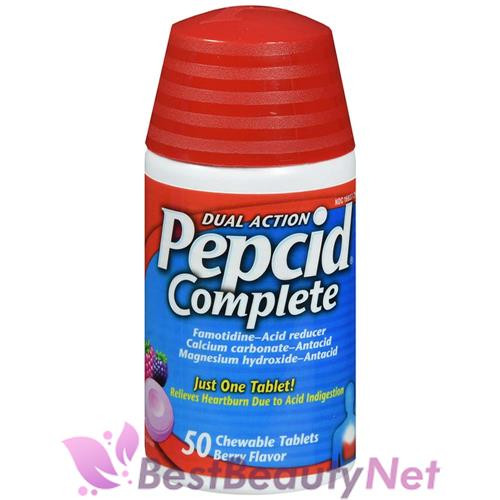 Pepcid Complete Dual Action Berry Chewable Tablets 50ct Acid Reducer-image