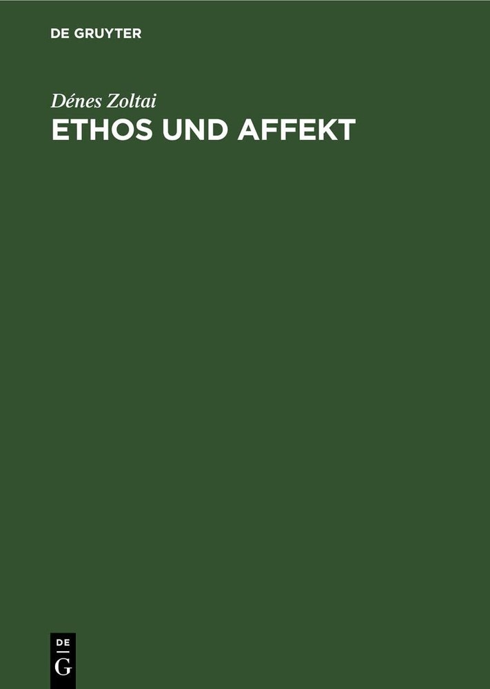 Dénes Zoltai Ethos Und Affekt (Hardback)Another great item from Rarewaves USA | Free delivery!