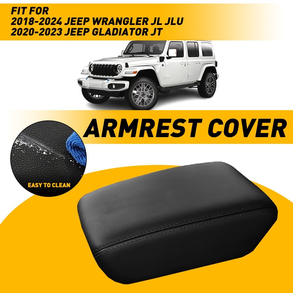 Console Armrest Cover Black For Jeep Wrangler JL JLU 18-2024 Gladiator JT 20-23