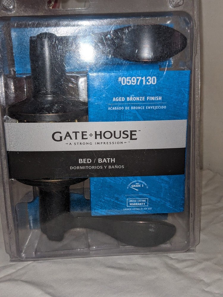 Vintage Gate House Bed Bath Door Handle in Aged Bronze Finish - New Unopened #0597130