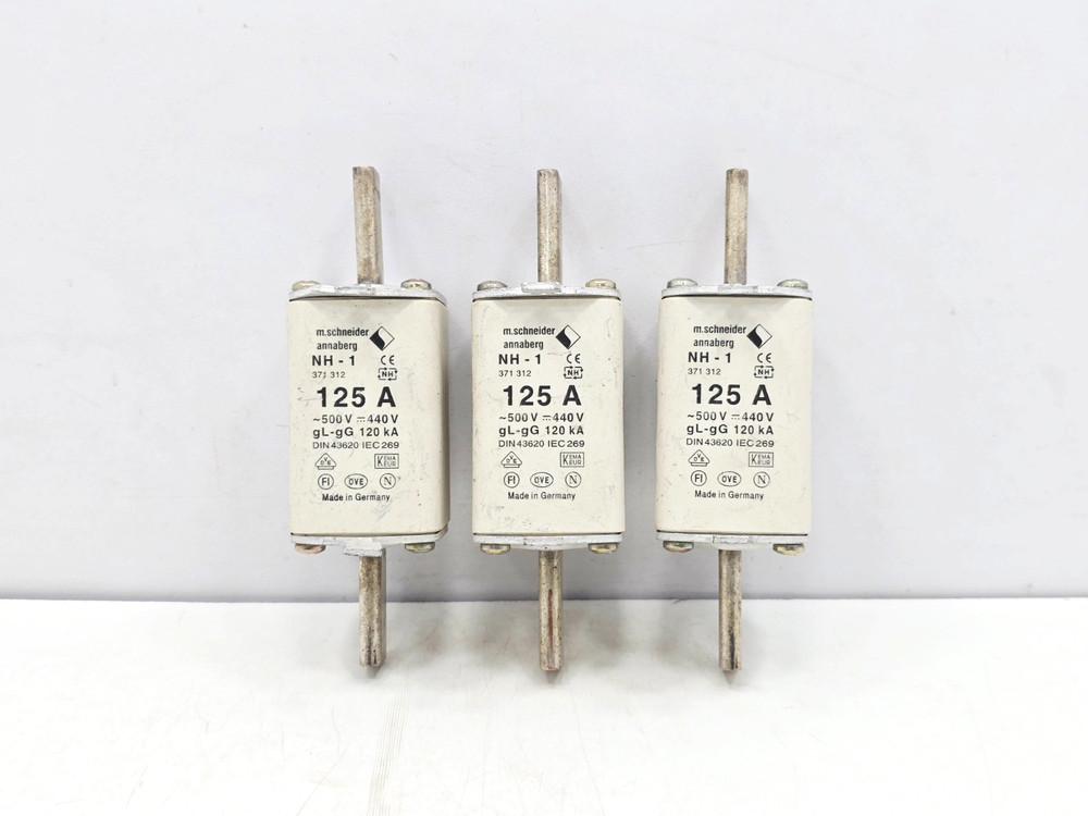M.Schneider Annaberg NH-1 125A 500V gL-gG 120kA HRC Fuse Pack of 3