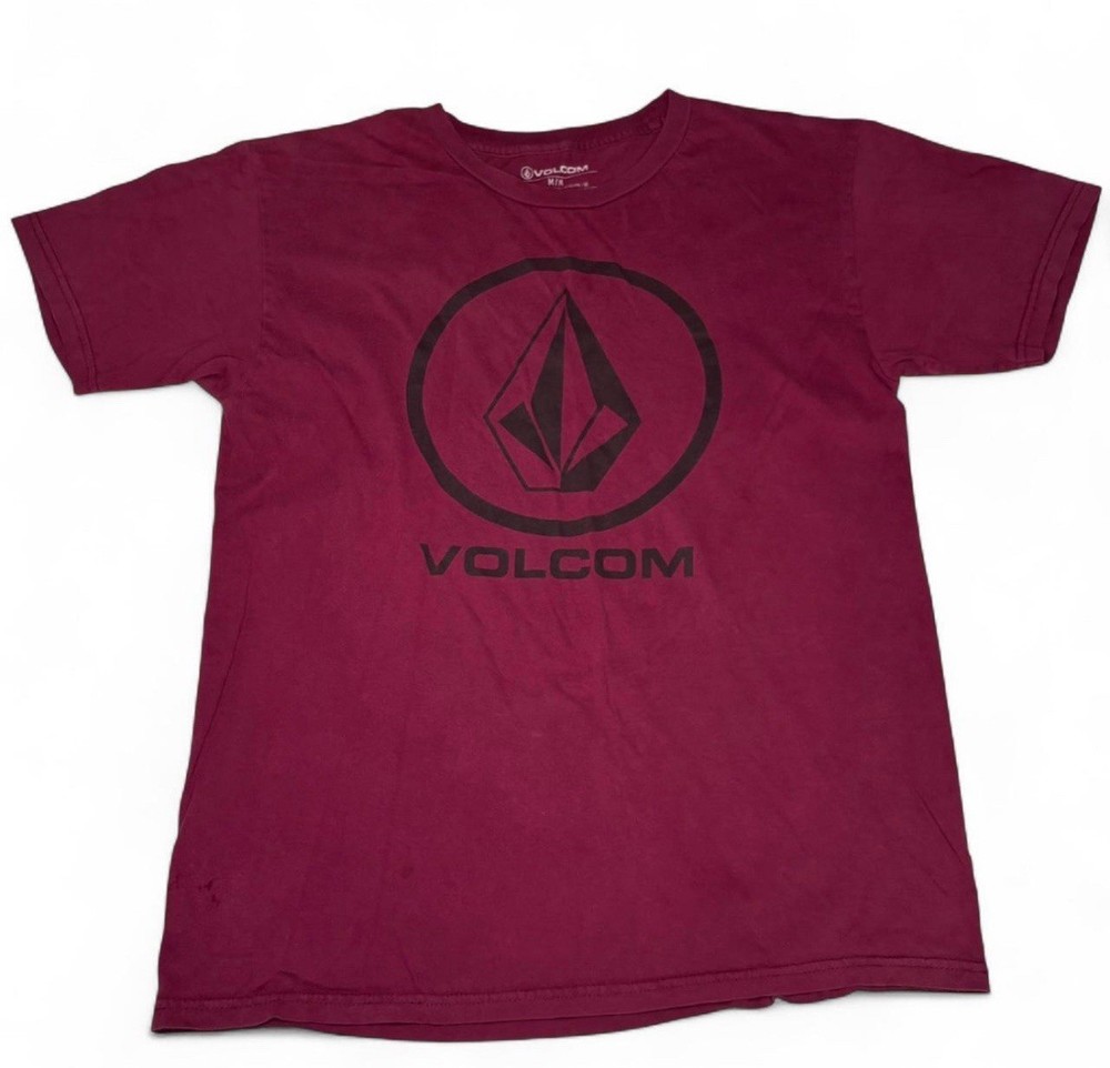 Volcom Size Medium Burgundy Short Sleeve Shirt Classic Stone Logo