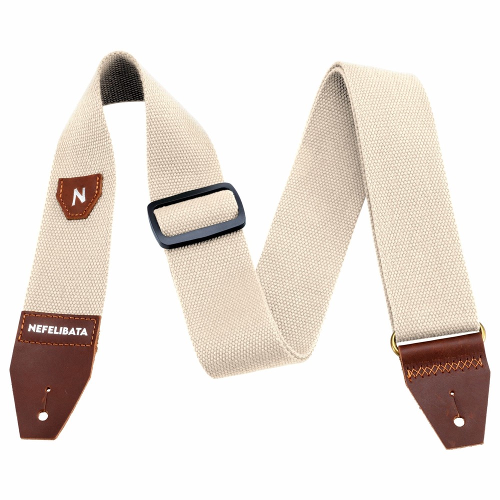 Guitar Strap with Pick Pocket, 100% Cotton Full Grain Leather End Guitar Stra...