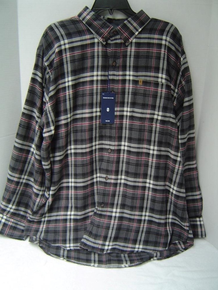 New Mens Izod Big&Tall Asphalt/Multi Color Long Sleeve Flannel Shirt  Size 2Xlt