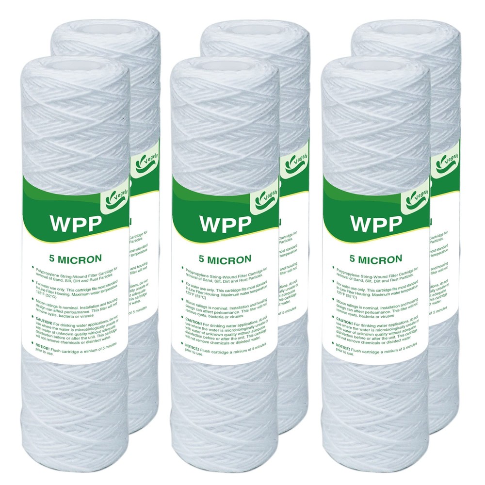 5 Micron String Wound Whole House Water Filter 10 x 2.5, 10-inch Universal Se...