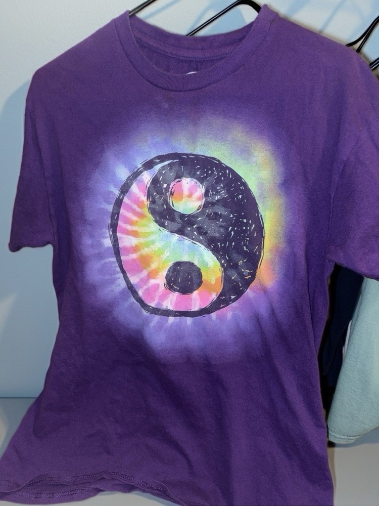 Tie-Dye Purple Tie Dye Yin Yang Graphic Men's Crew Neck T-Shirt Short Sleeve