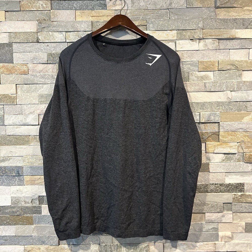 RARE OG Gymshark Phantom Seamless Shirt David Laid Medium Grey Longsleeve