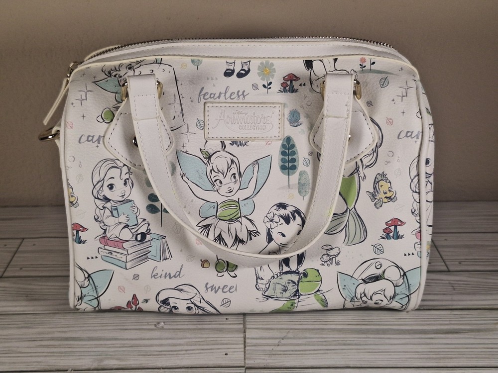 Disney Animators Collection Princess Print White Vinyl Satchel/Handbag