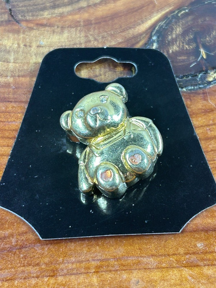 Vintage Small Gold Colored Teddy Bear Lapel Pin