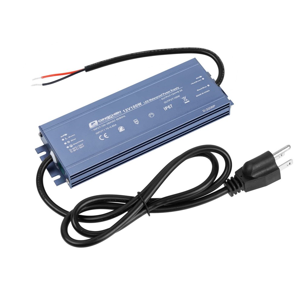 LED Power Supply Waterproof IP67 100W 12V DC 8.3A,AC to DC Transformer Adapte...
