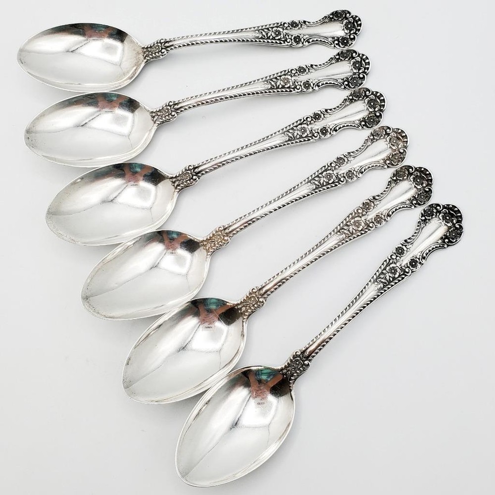 6 Gorham Cambridge Antique Sterling Teaspoons No Mono!  Sim Buttercup
