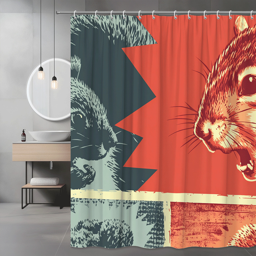 Squirrel Graphic Shower Curtain Pop Art Animal Print