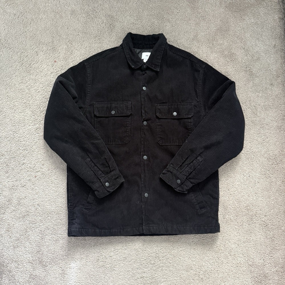 H&M Men’s M Black Corduroy Button Up Jacket