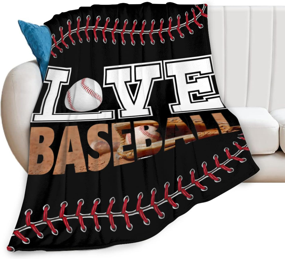 Baseball Soft Throw Blanket All Season Microplush Thick Warm Blankets Tufted Fuz